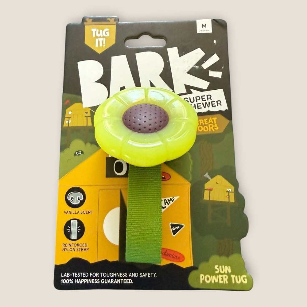BARK Super Chewer Sun Power Tug Dog Toy Vanilla Scent Medium 20-50 lbs NWT